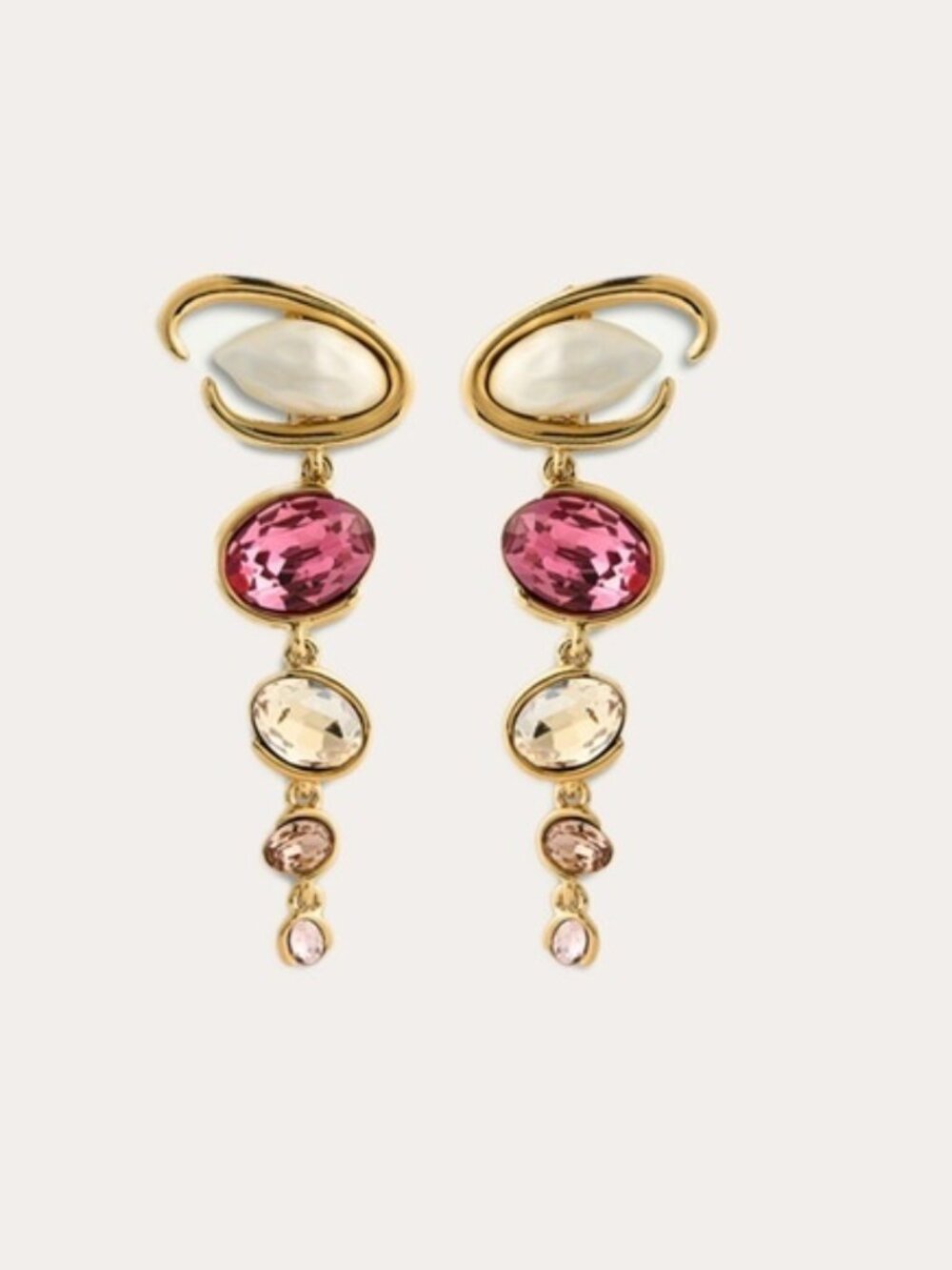 OSCAR DE LA RENTA Baroque Faux Pearl O Drop Pin Earrings